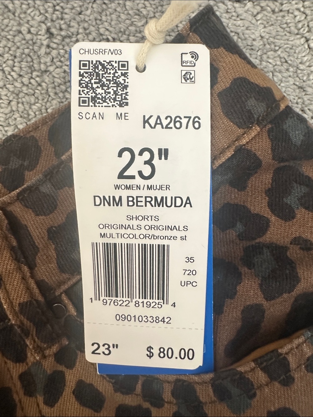 Adidas orijinal animal print denim bermuda shorts - Picture 2 of 8